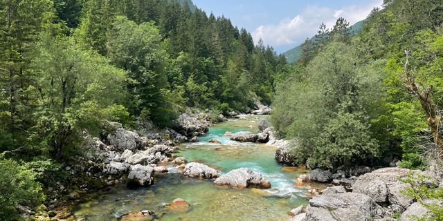 Blue mountain river in Slovenia.